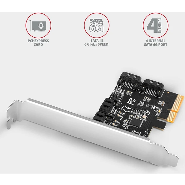 AXAGON PCES-SA4X4 PCIe řadič 4x interní SATA 6G port - Řadiče - Obrázek L0J0000P01