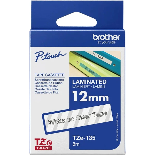 Brother TZe-135 páska bílá na průhledném 12 mm - Pásky pro štítkovače - Obrázek L0OB000P01