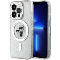 Karl Lagerfeld IML Glitter Karl and Choupette MagSafe Kryt iPhone 15 Pro čirý - Pouzdra