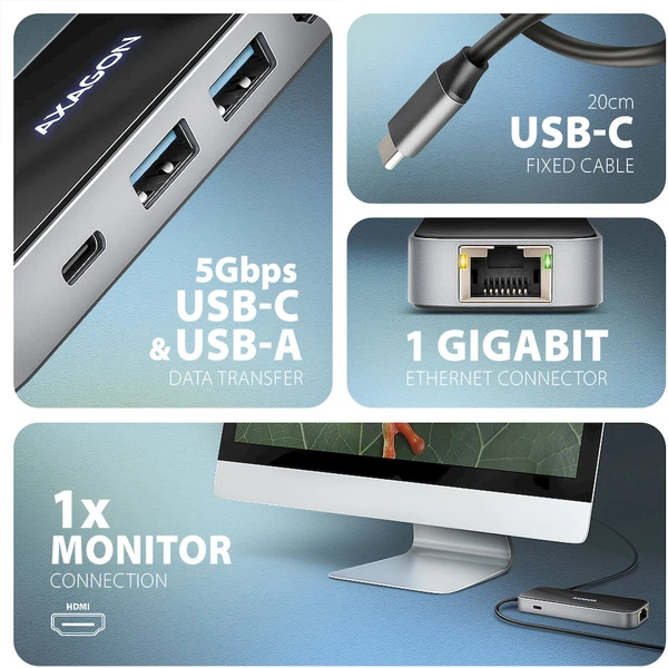 AXAGON HMC-6GLN 6v1 USB-C hub - Dokovací stanice - Obrázek L15D000N01
