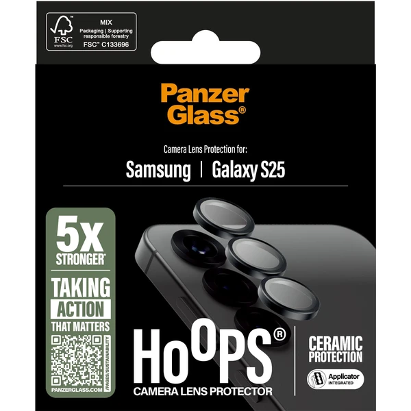 PanzerGlass® Hoops® Ceramic Samsung Galaxy S25 černé ochranné kroužky pro čočky fotoaparátu - Ochranné folie a skla - Obrázek L1FC000J01