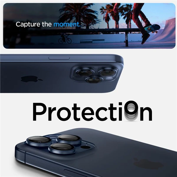 Spigen Glass tR EZ Fit Optik Pro 2 Pack sada skel iPhone 17-15 Pro/17-15 Pro Max modrý titan - Ochranné folie a skla - Obrázek L276000N01