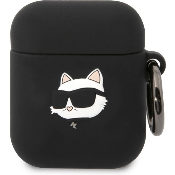 Karl Lagerfeld 3D Logo NFT Choupette Head Silikonové pouzdro Airpods 1/2 černé