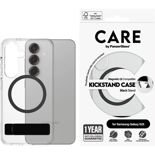 PanzerGlass® CARE kryt Samsung Galaxy S25 čirý/černý Kickstand & QI - Pouzdra - Obrázek L3FC000J01