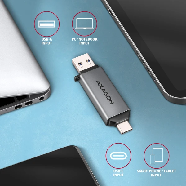 AXAGON CRE-DAC USB-C + USB-A MINI čtečka karet - Čtečky paměťových karet - Obrázek L3P0000K01