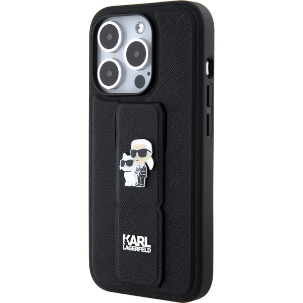 Karl Lagerfeld Saffiano Grip Stand Metal Logo kryt iPhone 15 Pro Max černý - Pouzdra - Obrázek L4I8000601