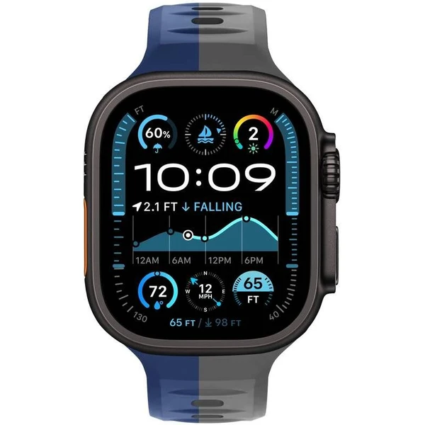 CubeNest Premium Silicon Band řemínek Apple Watch 42-49 mm šedý/tmavě modrý - Řemínky - Obrázek L4UD000O01