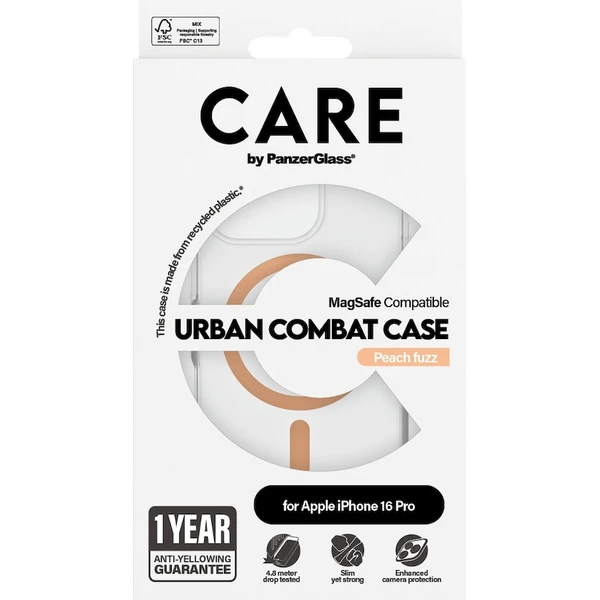 PanzerGlass® CARE kryt Apple iPhone 16 Pro MagSafe Urban Combat čirý/broskvový - Pouzdra - Obrázek L508000P01
