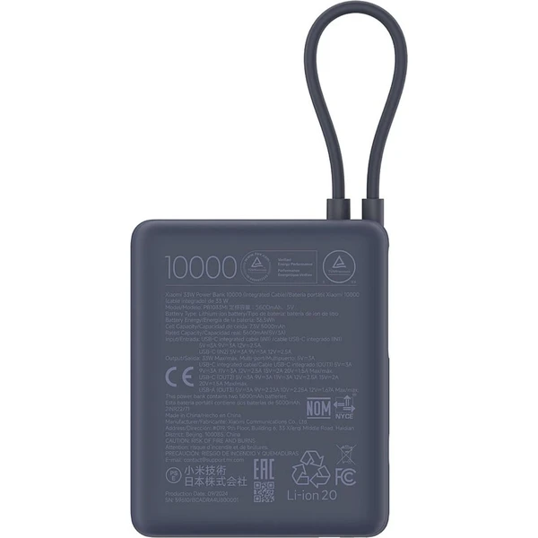 Xiaomi 33W Power Bank 10000mAh powerbanka s kabelem modrá - Powerbanky - Obrázek L5ED000K01