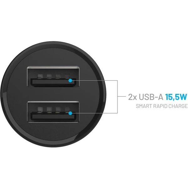 FIXED set autonabíječky s 2xUSB výstupem a USB/Lightning kabelem, 1 metr, Mfi, 15W černý - Nabíječky - Obrázek L5O2000P01