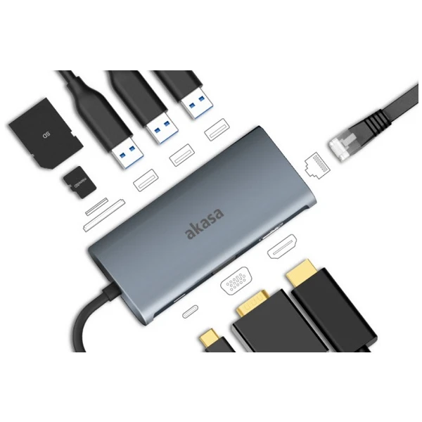 Akasa dokovací stanice 9v1 USB 3.1 Type-C - Dokovací stanice - Obrázek L65X600301