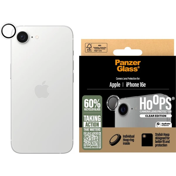 PanzerGlass® Hoops® Apple iPhone 17e/16e čirý ochranný kroužek pro čočku fotoaparátu - Ochranné folie a skla - Obrázek L8GD000J01