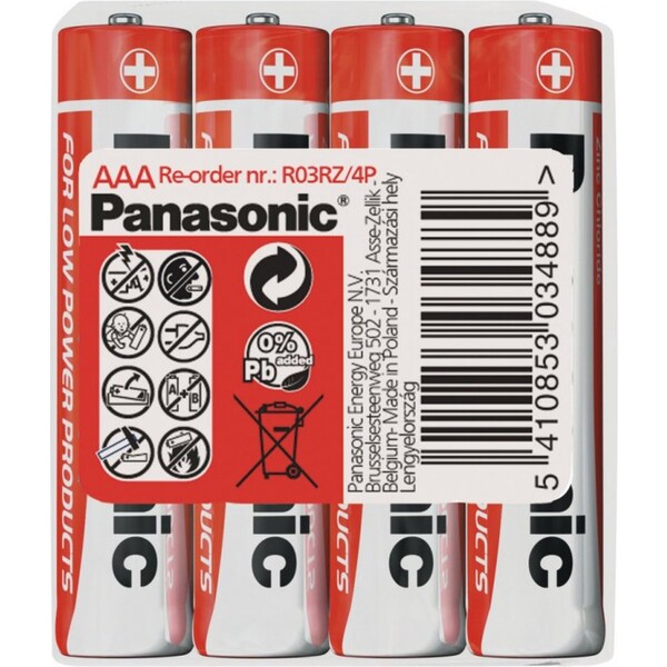 Panasonic Red Zinc AAA zinkouhlíková baterie (4ks)