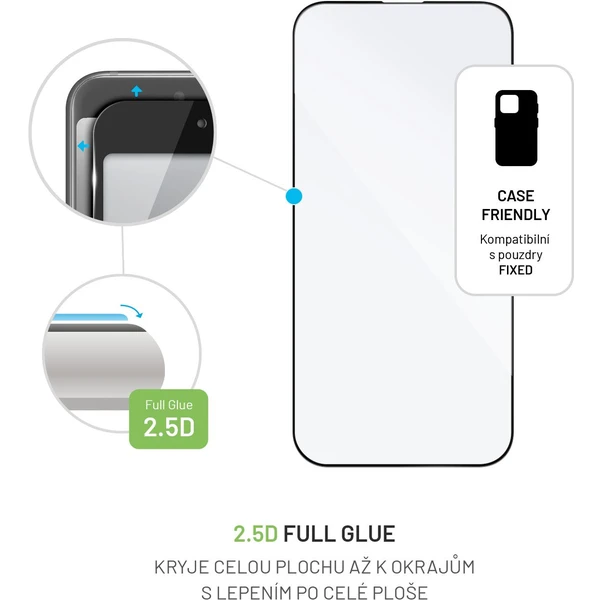 FIXED 2,5D Full-Cover tvrzené sklo 0,33mm Apple iPhone 14 Pro černé - Ochranné folie a skla - Obrázek LADWF00101