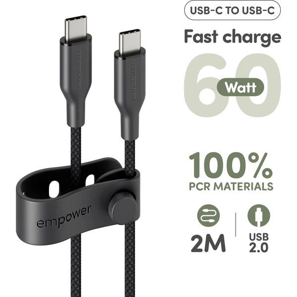 PanzerGlass USB-C/USB-C napájecí kabel 60W 2m černý - Kabely a redukce - Obrázek LB3J000K01