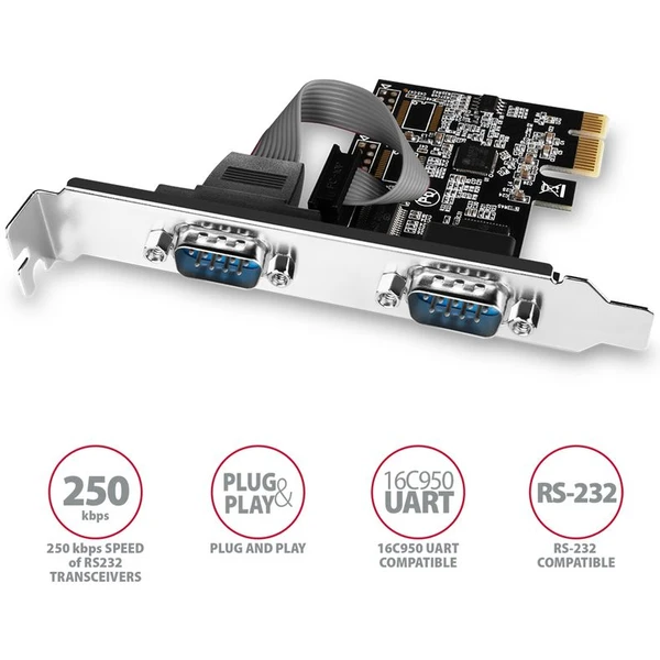 AXAGON PCEAS2N PCIe řadič 2x sériový port (RS232) 250 kbps vč. LP - Řadiče - Obrázek LB7HF00101