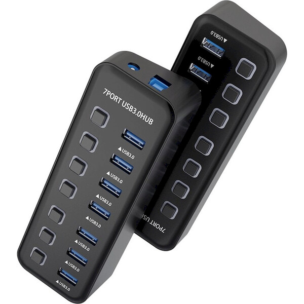 PremiumCord 7v1 USB-A Hub černý - USB huby - Obrázek LB8L000K01