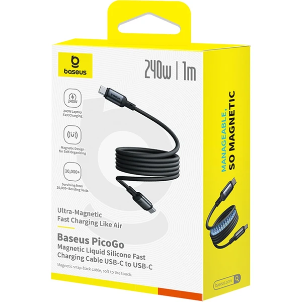 Baseus PicoGo USB-C/USB-C magnetický napájecí kabel 240W 1m černý - Kabely a redukce - Obrázek LCGE000L01