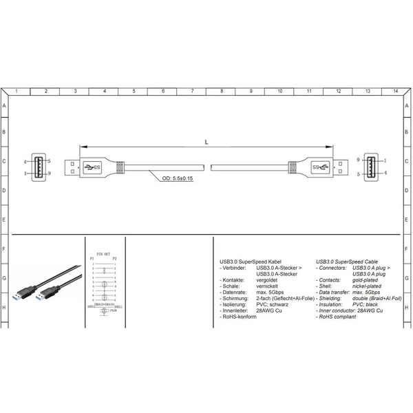 PremiumCord USB-A/USB-A napájecí kabel 2m černý - Kabely a redukce - Obrázek LFH0000401