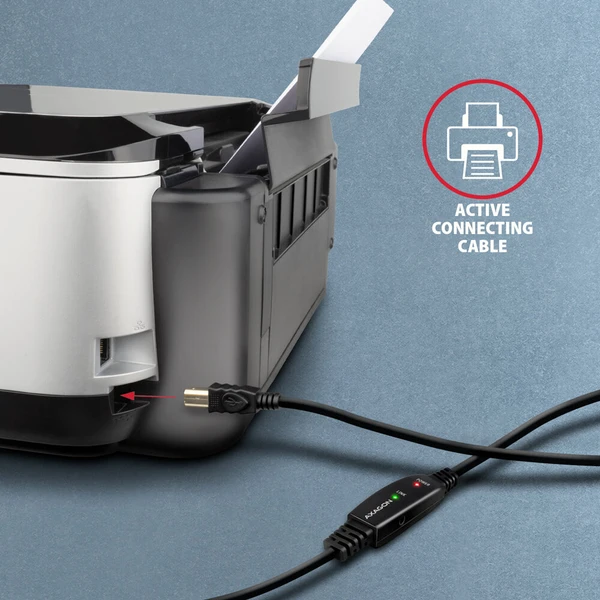 AXAGON ADR-215B USB2.0, A-M->B-M, aktivní prodlužka/repeater kabel 15m - Kabely a redukce - Obrázek LFS6000701