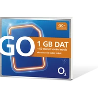 Předplacená SIM karta O2 s kreditem 50 Kč + 1GB + 50 min. volání - SIM karty