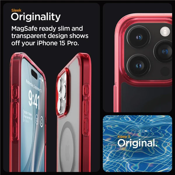 Spigen Ultra Hybrid MagFit kryt iPhone 15 Pro červený - Pouzdra - Obrázek LIHA000601