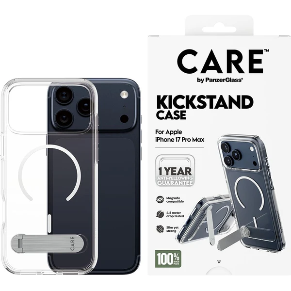 PanzerGlass® CARE Kickstand kryt s MagSafe Apple iPhone 17 Pro Max stříbrný/bílý - Pouzdra - Obrázek LJDH000K01