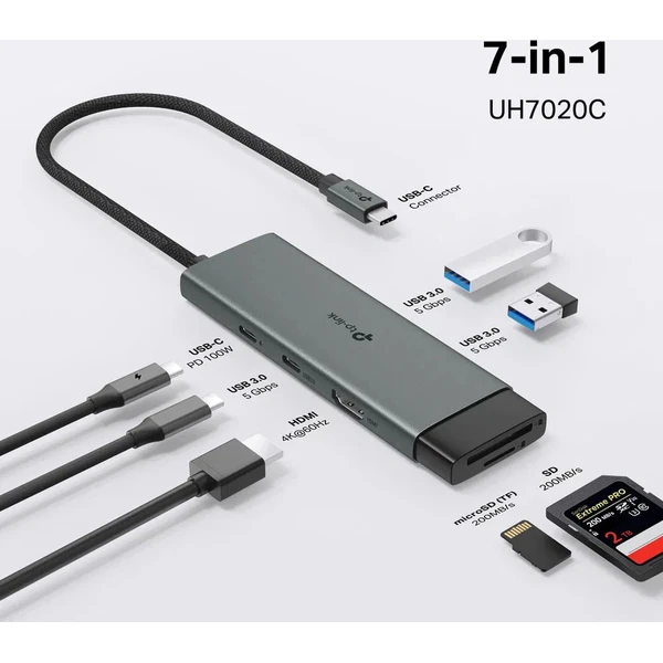 TP-Link UH7020C 7v1 USB-C Hub šedý - USB huby - Obrázek LO5M000K01