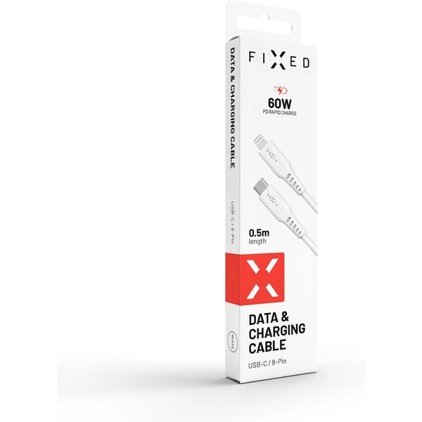 FIXED Liquid silicone USB-C/Lightning napájecí kabel 60W 0,5m bílý - Kabely a redukce - Obrázek LQS1000601