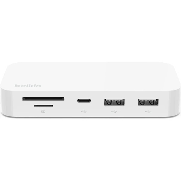 Belkin Connect USB-C 6v1 Multiport Hub s držákem bílý - Dokovací stanice - Obrázek LUDWF00101