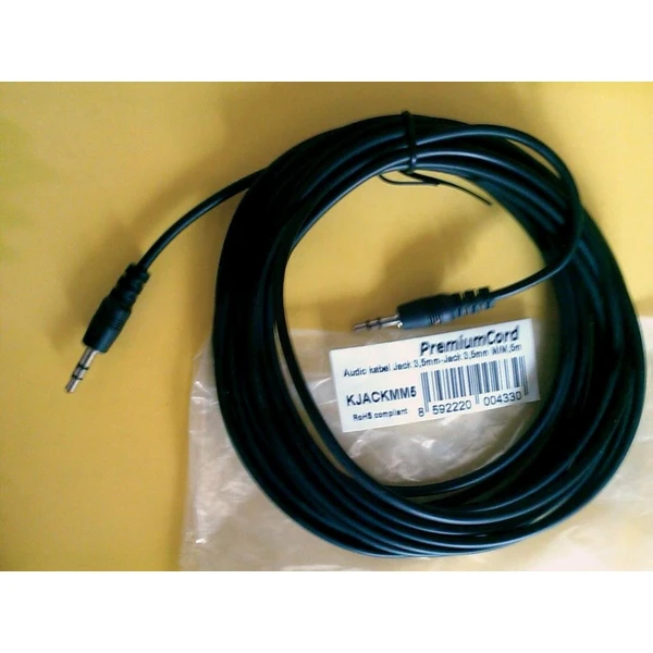 PremiumCord 3,5mm/3,5mm propojovací kabel 5m černý - Kabely a redukce - Obrázek LVSU000501