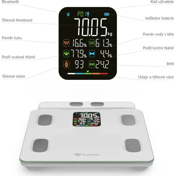 TrueLife FitScale W8 chytrá váha bílá - Chytré váhy - Obrázek LVUL000K01