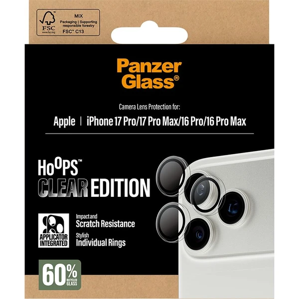 PanzerGlass® Hoops skla Apple iPhone 17 Pro/16 Pro/15 Pro/17 Pro Max/16 Pro Max/15 Pro Max čiré - Ochranné folie a skla - Obrázek LWEH000K01