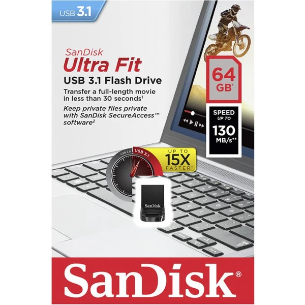 SanDisk Cruzer Ultra Fit USB 3.1 flash disk 64GB  - Flashdisky - Obrázek LWXS000501