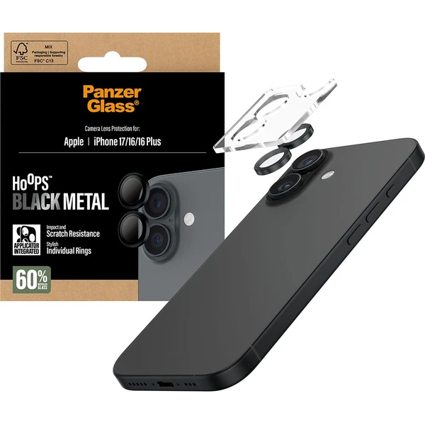 PanzerGlass® Hoops skla Apple iPhone 17/16/16 Plus černé - Ochranné folie a skla - Obrázek LXEH000K01