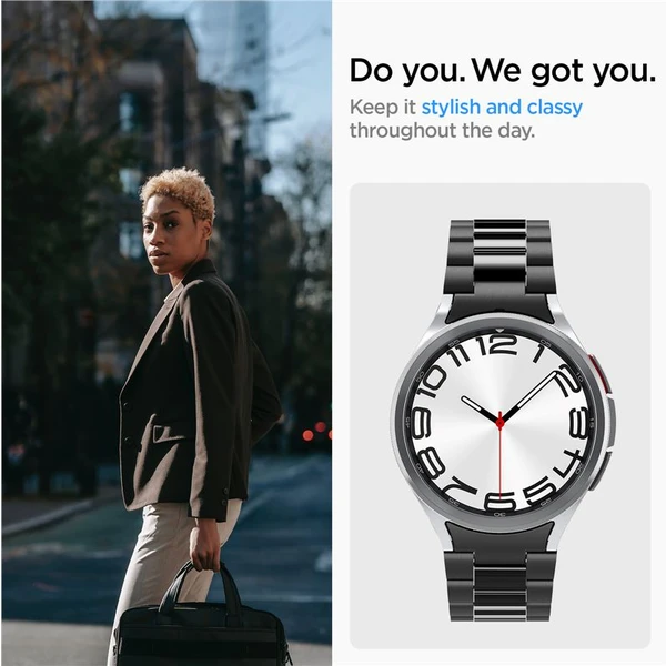 Spigen Modern Fit 316L Band řemínek Samsung Galaxy Watch6 Classic 47mm černý - Řemínky - Obrázek LZV3000N01