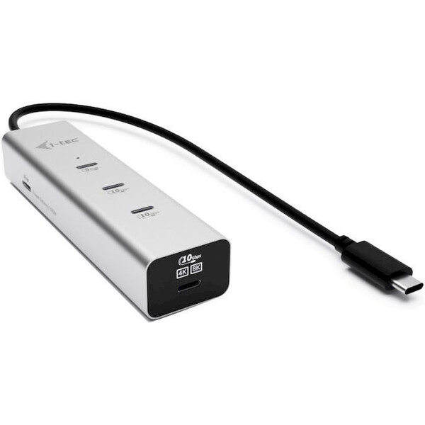i-tec USB-C Charging Metal HUB 5port with USB-C video 8K dokovací stanice  Stříbrná