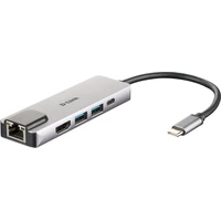 D-Link 5v1 USB-C Hub PD 60W stříbrný - USB huby