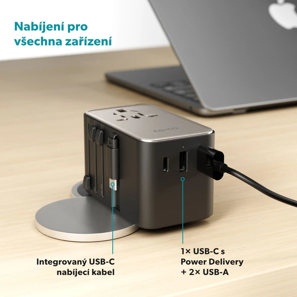 Epico UltraBoost GaN 70W univerzální cestovní adaptér EU70 titanový - Nabíječky - Obrázek M0LL000K01