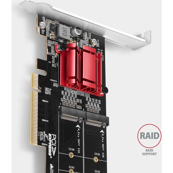 AXAGON PCEM2-ND PCIe x8 řadič 2x M.2 NVMe M-key slot - Řadiče - Obrázek M1J0000P01