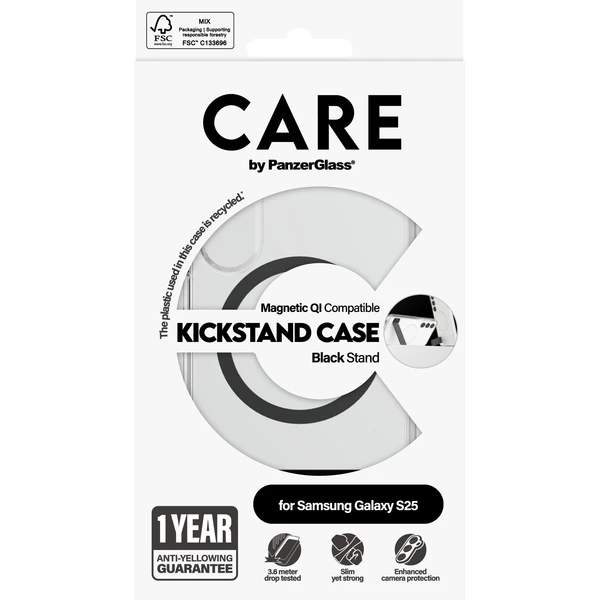 PanzerGlass® CARE kryt Samsung Galaxy S25 čirý/černý Kickstand & QI - Pouzdra - Obrázek M3FC000J01