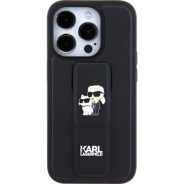 Karl Lagerfeld Saffiano Grip Stand Metal Logo kryt iPhone 15 Pro Max černý - Pouzdra - Obrázek M4I8000601
