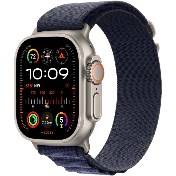 Apple Watch 49mm námořnicky modrý Alpský tah - S - provedení z přírodního titanu MXMX3ZM/A