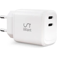 iWant dvojitá USB-C nabíječka 45W bílá - Nabíječky