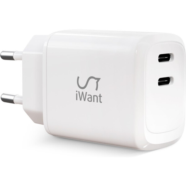 iWant Duo USB-C Charger 45W bílá Bílá
