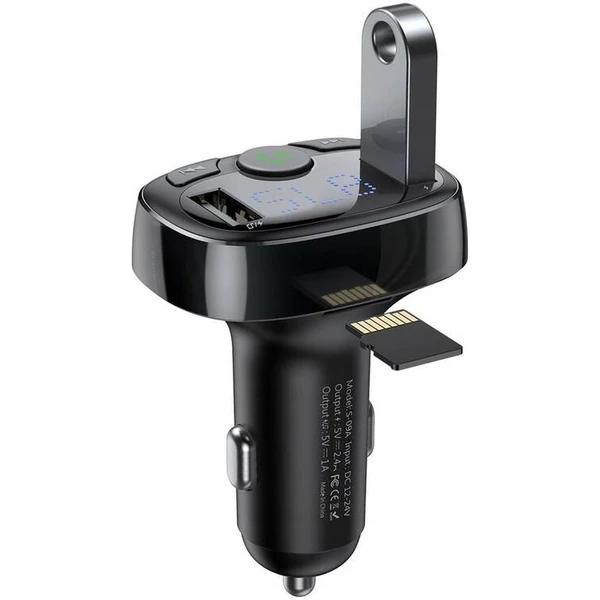 Baseus Bluetooth MP3 FM Transmiter s nabíjením 2xUSB 3.4A černý - Nabíječky - Obrázek M5R4000J01