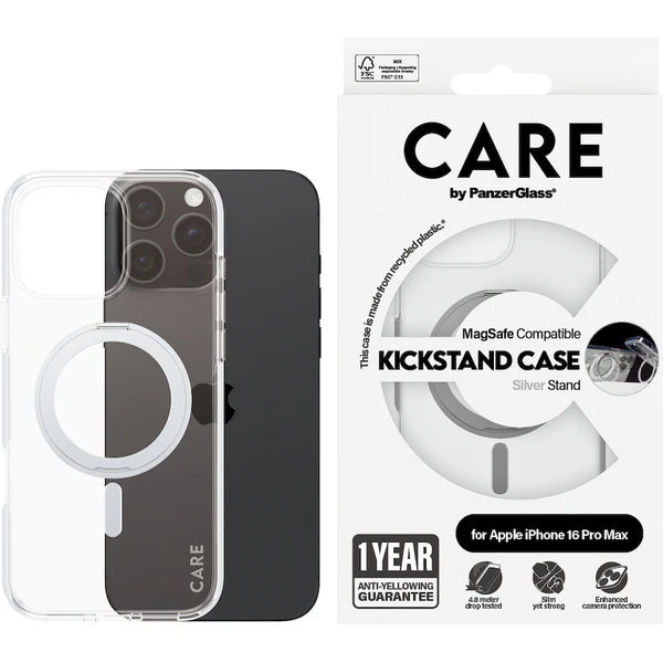 PanzerGlass® CARE kryt Apple iPhone 16 Pro Max MagSafe KickStand čirý/šedý - Pouzdra - Obrázek M608000P01