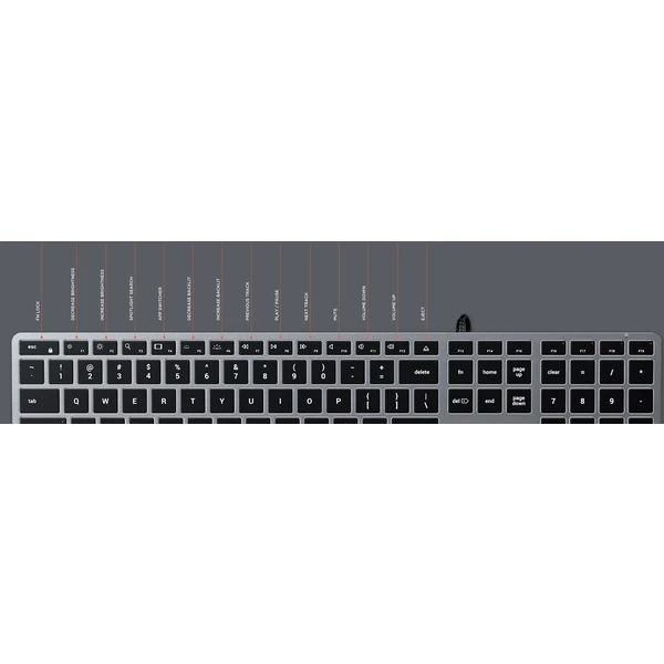 Satechi Slim W3 USB-C Backlit Wired Keyboard US vesmírně šedá - Klávesnice - Obrázek M6AT000501