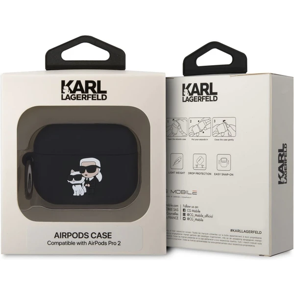Karl Lagerfeld 3D Logo NFT Karl and Choupette pouzdro AirPods Pro 2 černé - Pouzdra - Obrázek M6N6000701