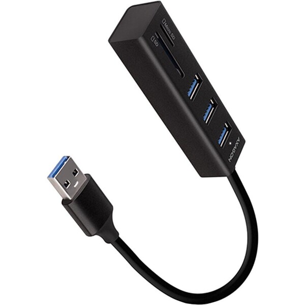AXAGON HMACR3A USB 3.2 Gen 1 hub porty 3x USBA + čtečka karet SD/microSD kovový kabel USBA 20